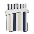 thumbnail image 2 of Quilts Full Size, Beige Navy Blue Striped Soft Comforter Bedding Set for Bed, Farmhouse Stripe Art Lightweight Quilted Bedspread with Pillow Cover(2 Pieces) for All Season, 78x90 Inch, 2 of 6