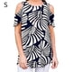 thumbnail image 1 of Camiseta de mujer con cuello redondo y hombros descubiertos Camiseta con estampado floral, negro, blanco, S AweSitey AP001532-01, 1 of 7