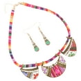 thumbnail image 3 of Simple Fashion Jewelry Set Bib Necklace Earrings Set National Style Bohemian Bohemia Jewelry (Red), 3 of 7