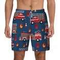 thumbnail image 2 of Picia Fire Truck 1 pattern Mens Swim Trunks with Compression Liner Stretch Beach Shorts Quick Dry with Zipper Pockets No-Chafing Board Shorts-Medium, 2 of 9