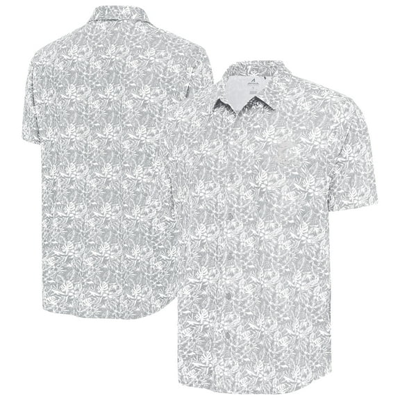Men's Antigua Gray Miami Marlins Resort Button-Up Shirt
