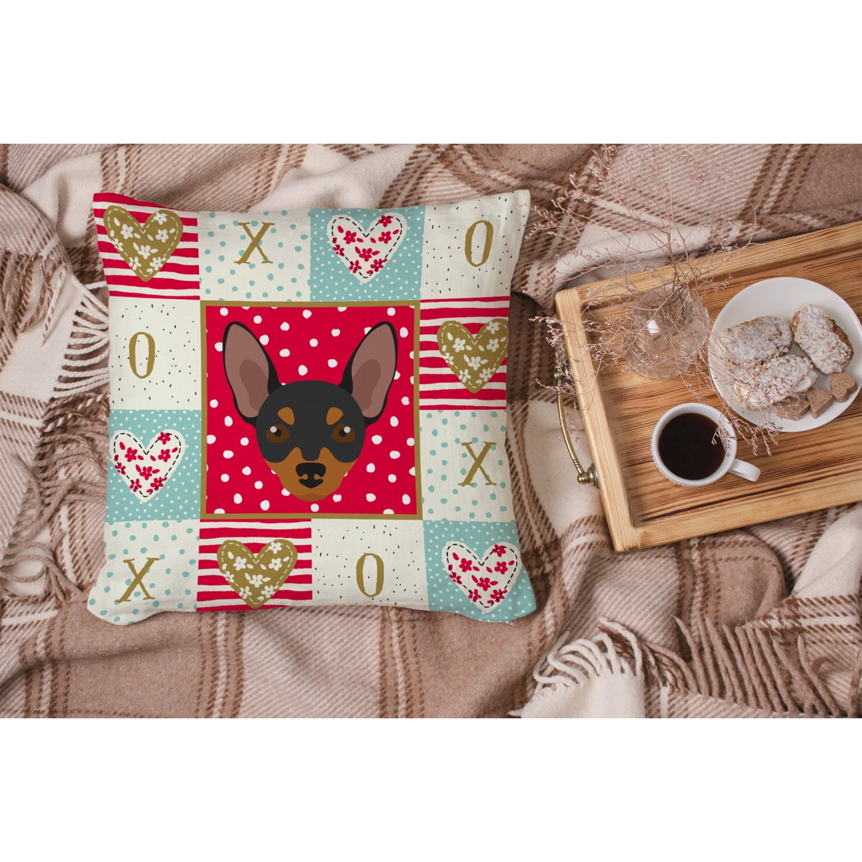 Carolines Treasures CK5230PW1414 Prague Ratter Love Fabric Decorative Pillow  14Hx14W multicolor