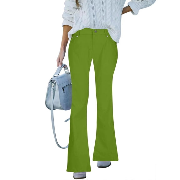 uublik Mid Rise Jeans for Women High Waisted Straight Jeans Loose Wide Leg Stretchy Denim Pants with Pockets, Army Green