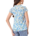 thumbnail image 3 of INSPIRAR CHIC Blusa Floral de Día de San Valentín para Mujeres con Mangas Cortas de Chifón Casual con Volantes L Azul Cielo, 3 of 6