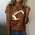 thumbnail image 2 of Fshinging Football Shirts for Women Short Sleeve Tops Summer Sequin Football Graphic T Shirts y2k Glitter Crew Neck Ladies Pullover Tees, 2 of 5
