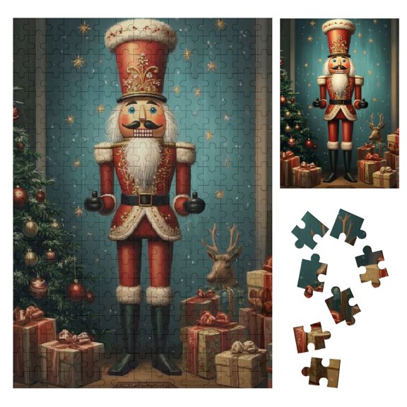 Shiartex Nutcracker Christmas Tree Presents Wooden Jigsaw Puzzle for Adults and Kids Home Decor Party Gift Toy 300PCS