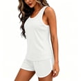 thumbnail image 6 of hotojiny 2 Pieces Womens Tank Top Pajamas Set Soft Sleepwear Sleeveless T-Shirt and Shorts Summer Loungewear Pjs Set, 6 of 7