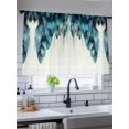 thumbnail image 5 of Sheer Curtains 45 Inch Length 2 Panels Set for Kitchen, Turquoise Feather Semi Sheer Curtains for Windows, Abstract Beige Peacock Feather Voile Window Treatments Rod Pocket Curtain, 5 of 7