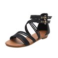 thumbnail image 2 of LSLJS Sandales pour Femmes, Talon Compensé Sandales Tissées Polyvalentes à Boucle Surdimensionnée Chaussures Romaines, 2 of 6