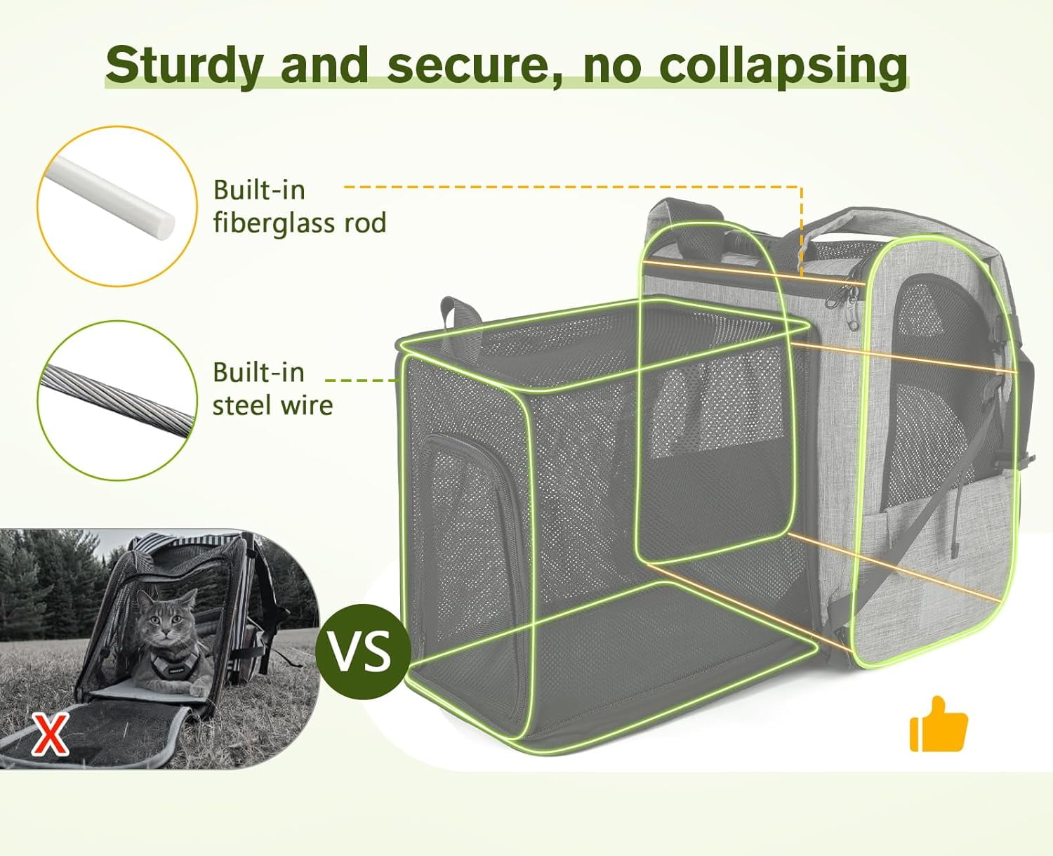 Cat Backpack Carrier XL, Expandable Pet Backpack Curtain Design for Cats Dogs Up to 15lbs, with 4-Side Breathable Mesh, Multi-Entry & Lockable Zippers for Travel, Hiking, Camping - Hands Free