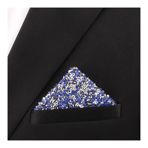 Pañuelo de bolsillo con diamantes de imitación para hombre, predoblado, brillante, ideal para blazers, esmóquines, bodas, citas y atuendos formales.