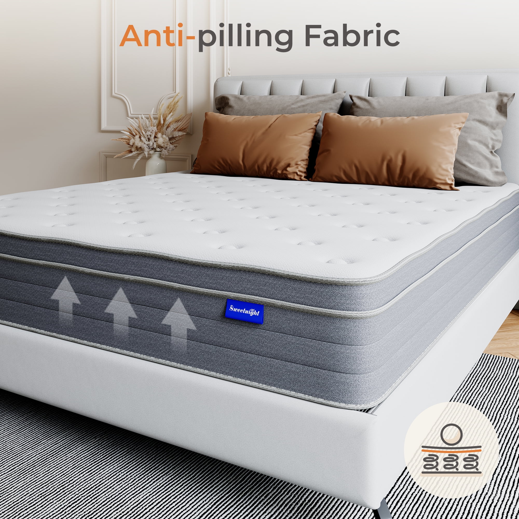 Sweetnight 12" Adult Gel Memory Foam Hybrid Mattress with Medium Firm Pillow Top, Queen Mattresses