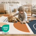 thumbnail image 3 of ODIKA 9'x12' Navy Blue Orange Modern Geometric Washable Area Rug Mid-Century Style with Bold Shapes and Lines for Great Room, Indoor Concept, Large Living Low Pile, Flatwoven, 3 of 6