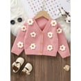 thumbnail image 6 of Yunliwuli Baby Girl Cardigan, Long Sleeve V Neck Button Closure Flower Winter Warm Knit Sweater Infant Clothes, 6 of 10