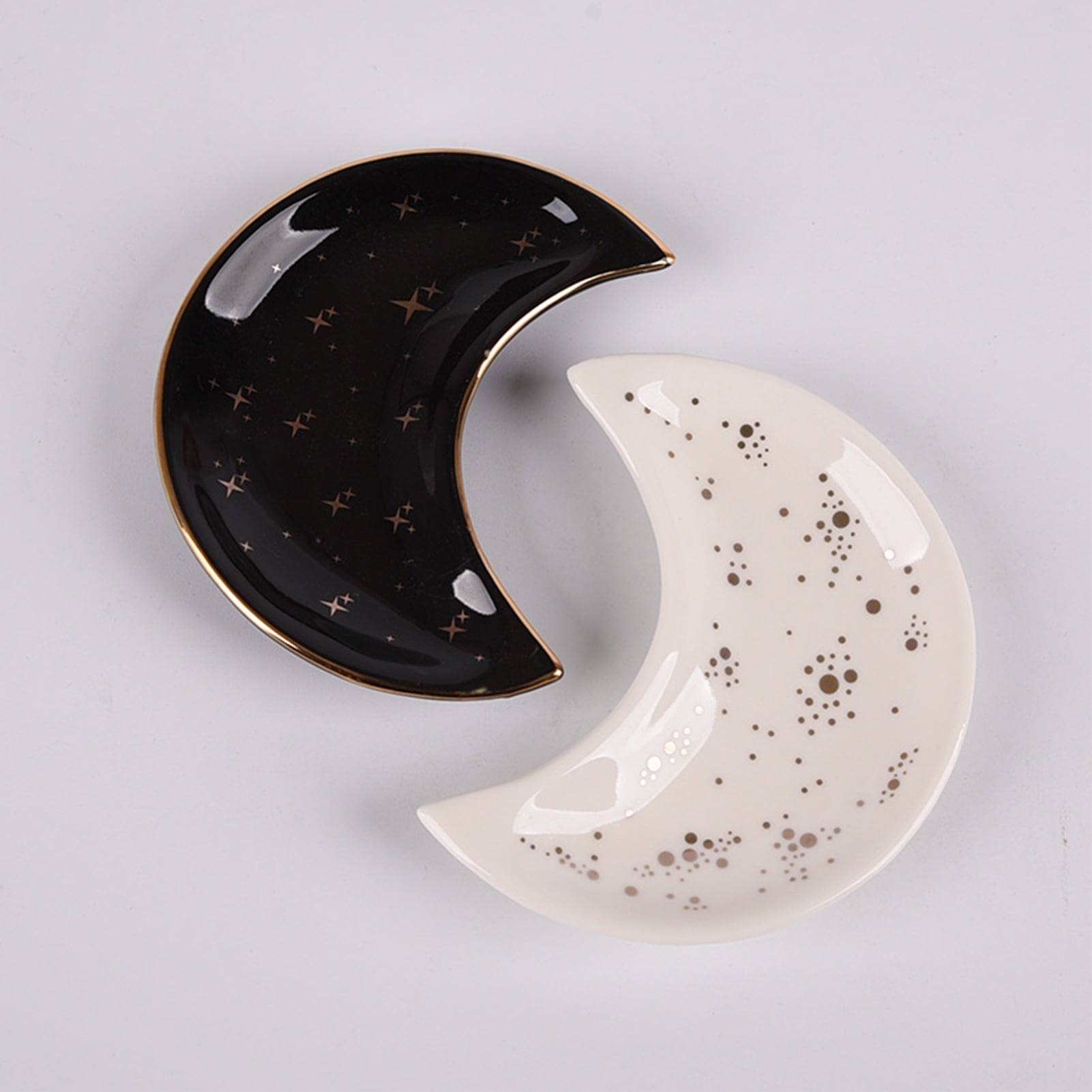 Grandest Birch Moon Shape Decorative Jewelry Dish Ceramic Engagement Rings Trinket Dish Wedding Decor Moon Shape Anti-Deformed Dec
