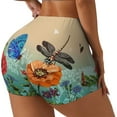 thumbnail image 2 of Xecao Colorful Plants And Insects Print Workout Shorts for Women Soft Smooth Gym Yoga Scrunch Active Tennis Workout Running Shorts, 2 of 9