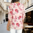thumbnail image 5 of Fewfanhot Womens Spring Outfits Dressy Casual Tops Ruffle 3/4 Sleeve V Neck Floral Chiffon Blouses, 5 of 7