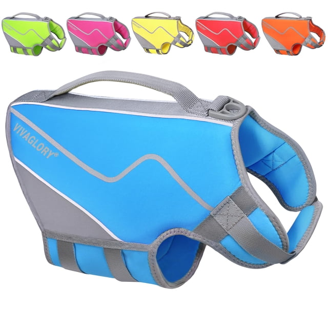 Chaleco salvavidas para perros VIVAGLORY, estilo deportivo, neopreno, amarillo, XL