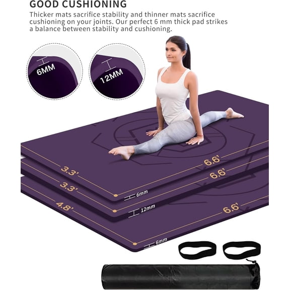 Nuveti Extra Wide Workout Mat, 1/2-Inch Thick, Non-Slip & Non-Toxic - Perfect for Barefoot Yoga, Pilates & Meditation