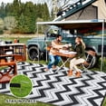 thumbnail image 6 of Hasoo 6' x 9' Black & White Outdoor Rug Plastic Straw Rug Bohemia Waterproof PP Tube Woven Picnic Mat for Patio Decor Porch Balcony Picnic Rug, 6 of 6