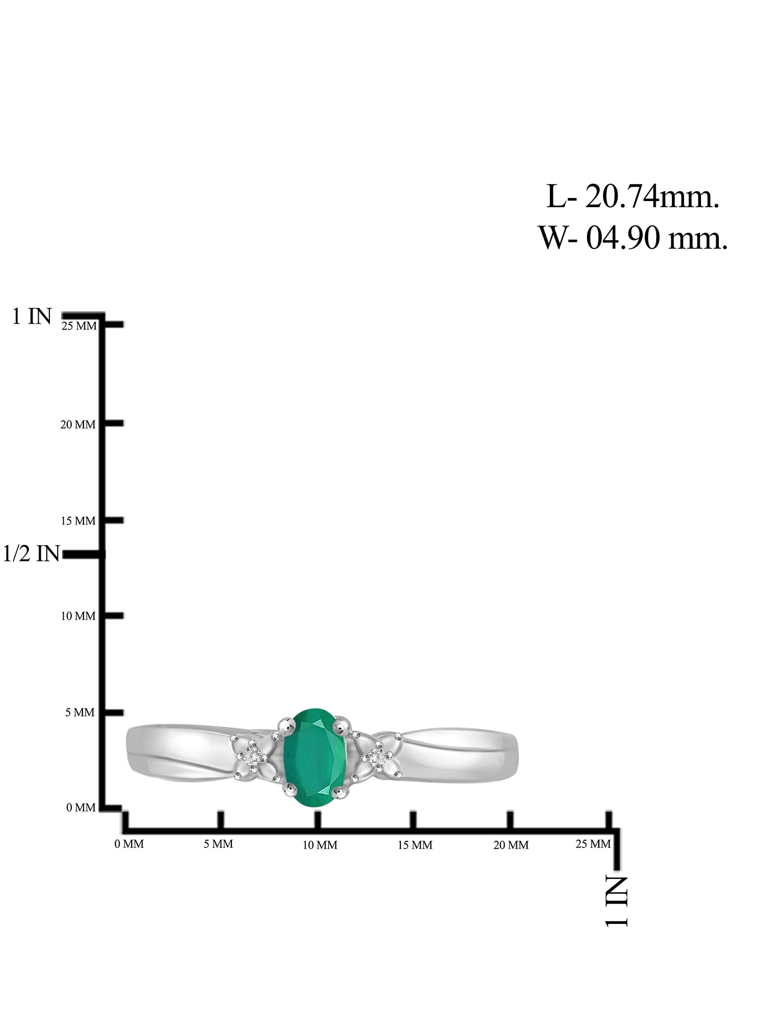 JewelersClub Emerald Ring Birthstone Jewelry – 0.25 Carat Emerald 0.925 Sterling Silver Ring Jewelry with White Diamond Accent – Gemstone Rings with Hypoallergenic 0.925 Sterling Silver Band