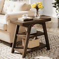 thumbnail image 3 of Tribesigns End Table for Living Room, 3-Tier Narrow Wood Farmhouse Sofa Side Table with Storage Shelf, Vintage Heavy-Duty Bedside Table for Bedroom, Rustic Brown, 3 of 7
