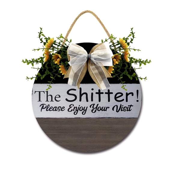 Eveokoki The Shi*ter Please Enjoy Your Visit Signs for Bathroom Decor- Modern Farmhouse Bathroom Decor Wall Art- Funny Bathroom Wooden Sign Home Décor,12In