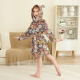 thumbnail image 2 of FORMRS Niños Bathrobe Unisex Hooded Robe Soft Plush Pajamas Sleepwear, Size 10-12T, Colorful Flowers, 2 of 7