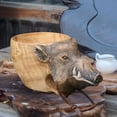 thumbnail image 2 of Hand Carved Wooden Mug ,Animals Head Image Cup, Large-Capacity Rubber Wooden Water Coffee Cup Water Cup Custom Wooden Cup, Outdoor Camping ( Color : Wild Boar ), 2 of 15