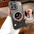 thumbnail image 2 of (Mirror ) Ripple Magnetic Kickstand Case for IPhone 15 14 13 12 Pro Max (Glitter Lens Protector ) (Sparkling Diamond ) Cover Comptible with Magsafe Pretty Cases (Black,for iPhone 12), 2 of 10