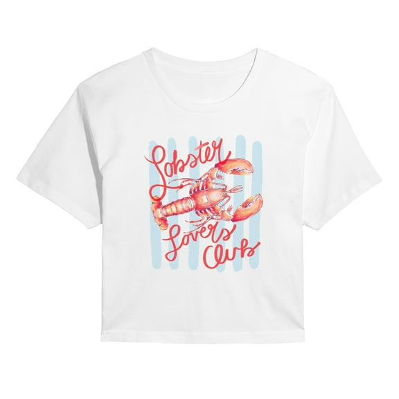 Instant Message - Lobster Lovers Club - Juniors Cropped Graphic T-Shirt