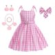 thumbnail image 3 of Disfraz de película a cuadros para niñas, vestido de princesa rosa para niños, cumpleaños, Halloween, carnaval, fiesta de Cosplay, ropa para niños, 3 of 5