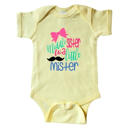 

Inktastic Middle Sister to a Little Mister Gift Baby Girl Bodysuit