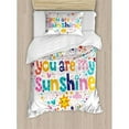 thumbnail image 3 of Ambesonne Quotes Heart Shaped Sunshine Motivational Quote with Stars Circle Sun Cloud Kids Decor Duvet Cover Set, 3 of 3