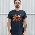 thumbnail image 3 of Tee Hunt Gingerbread Man and Santa Claus Dab Dance T-shirt Merry Christmas Men's Tee, Navy Blue, XX-Large, 3 of 5