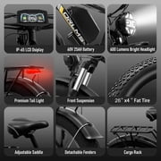 5000W Peak Dual Motor Electric Bike, 60V 25AH AWD Ebike for Adults, 21-Speeds 45MPH 26 Fat Tire Electric Dirt Bicycle for Mountain Snow Off-Road