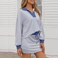 thumbnail image 3 of Women's Striped 2-Piece Lounge Set, Long Sleeve Sweatshirt & Skort Outfit for Casual Workout, 3 of 9