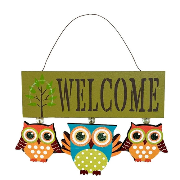 Maytalsory Add Touch Of Warmth And Charm To Space With Wooden Welcome Sign Featuring Adorable Owls Gift Idea green