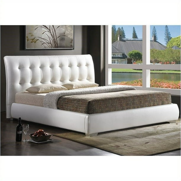 Bowery Hill King Platform Bed With, White Upholstered Headboard Platform Bed