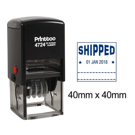Printtoo Office Stationery Dater Stamp With Shipped Text Self Inking Profassional Date Rubber Stamp-Blue