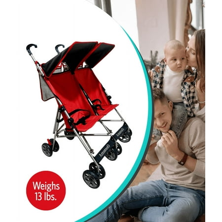 AmorosO 4232 Twin Umbrella Stroller - Red with Black