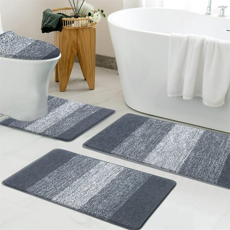Bsmathom Bathroom Rug Set 3-Piece – Ultra Soft, Absorbent, Non-Slip Shaggy Mats In Dark Coffee 2 thumbnail image