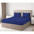 thumbnail image 2 of Egyptian Cotton 3 Piece Fitted Sheets Sets - Luxury & Comfy Soft 300TC Sheets 12" inch Secure Fit Deep Pockets - Breathable & Cozy Sheets - Royal Blue Solid, Twin-XXL Size., 2 of 5