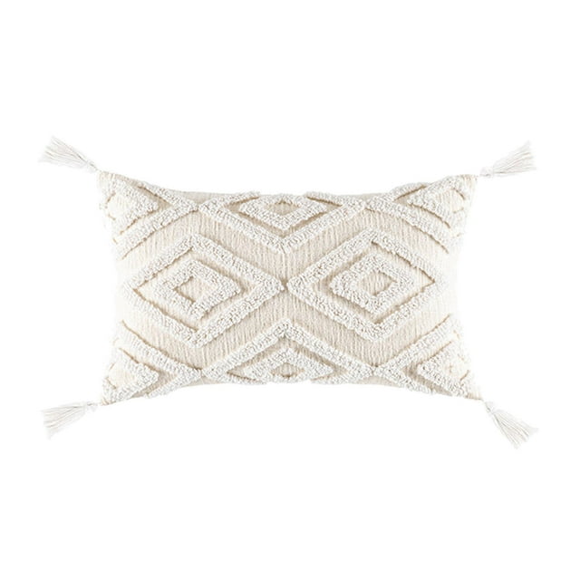 Abbracc Housses d'Oreiller Sharpelace Boho Throw, Tissé Coton Touffeté Lin Décoratif 30x50 A