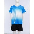thumbnail image 3 of iefiel Kids 2pcs Sports Suit Quick Dry Printed Contrast Color Shirts Shorts Set For Football Basketball A Light Blue 20, 3 of 7