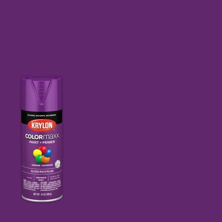 Krylon COLORmaxx Gloss Spray Paint and Primer, Rich Plum, 12 oz