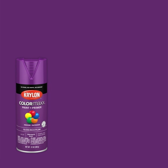 Krylon COLORmaxx Gloss Spray Paint and Primer, Rich Plum, 12 oz