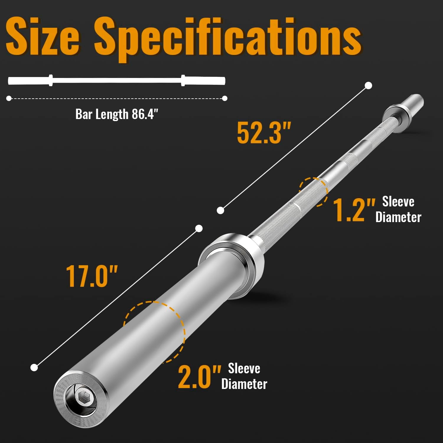 Dkelincs 7ft Olympic Barbell Bar Solid Chrome Weightlifting Barbell with 2 Spring Collars, 700 lbs Capacity