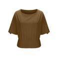 thumbnail image 5 of Uootdi Womens Batwing Sleeve Tops Solid Color Smocked Waist Short Sleeve Shirts Daily Outings Date Night Blouses Tops Gift, 5 of 6