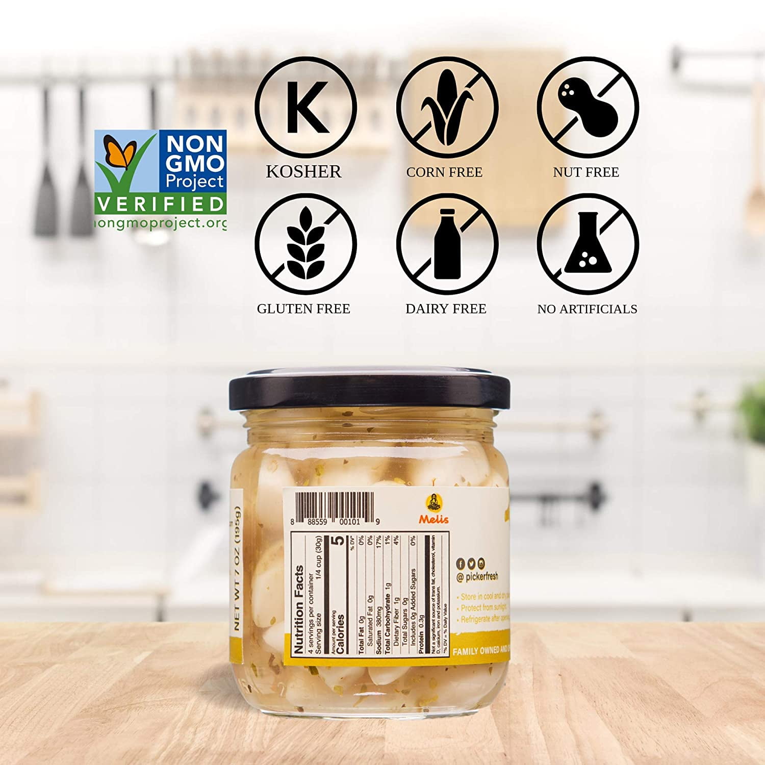 Pack of 6, Pickerfresh Pickled Garlic, 7 fl oz